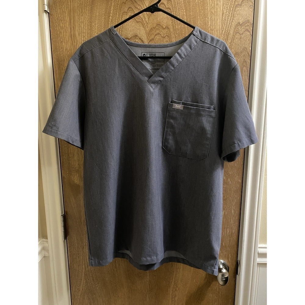 Figs Leon Three-Pocket Scrubs Top Graphite Size Men's Large V-Neck FM1500 PO2727